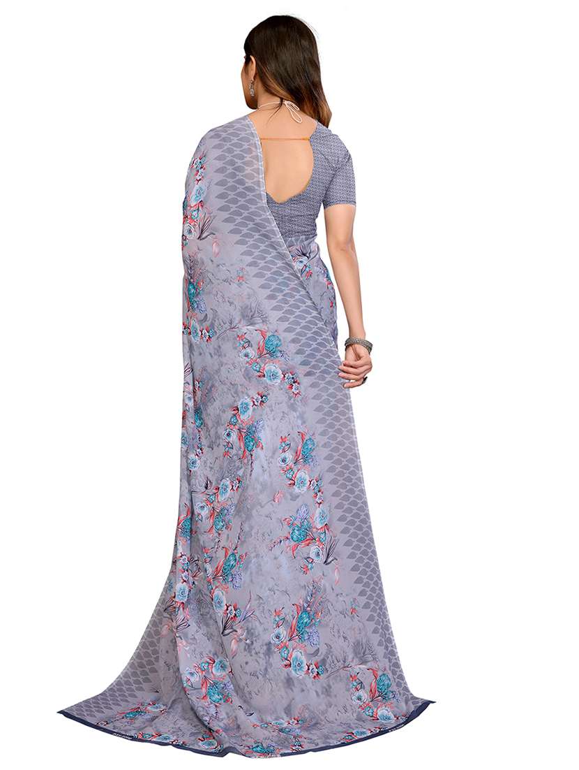 Women Printed Casual Wear Saree With Blouse - 22540790 -  Standard Image - 3