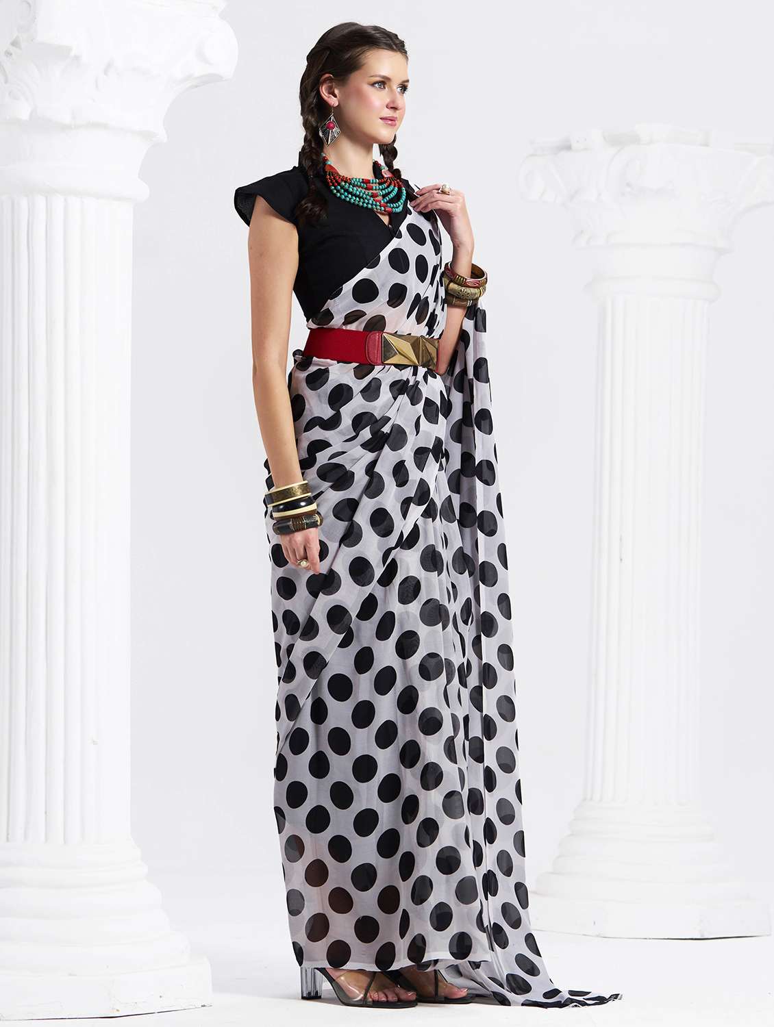women printed casual wear saree with blouse - 22540837 -  Standard Image - 3