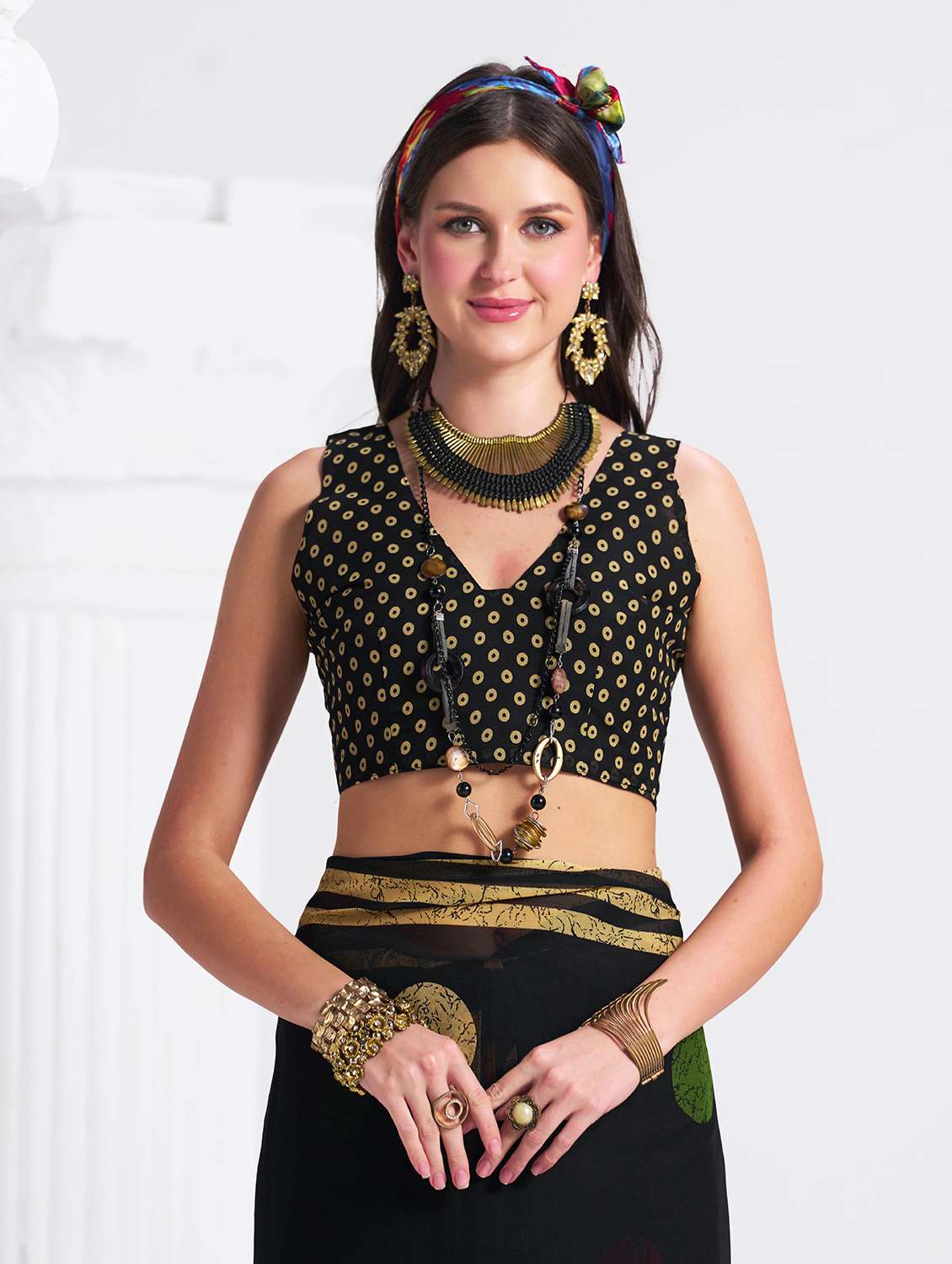 women printed casual wear saree with blouse - 22540840 -  Standard Image - 5