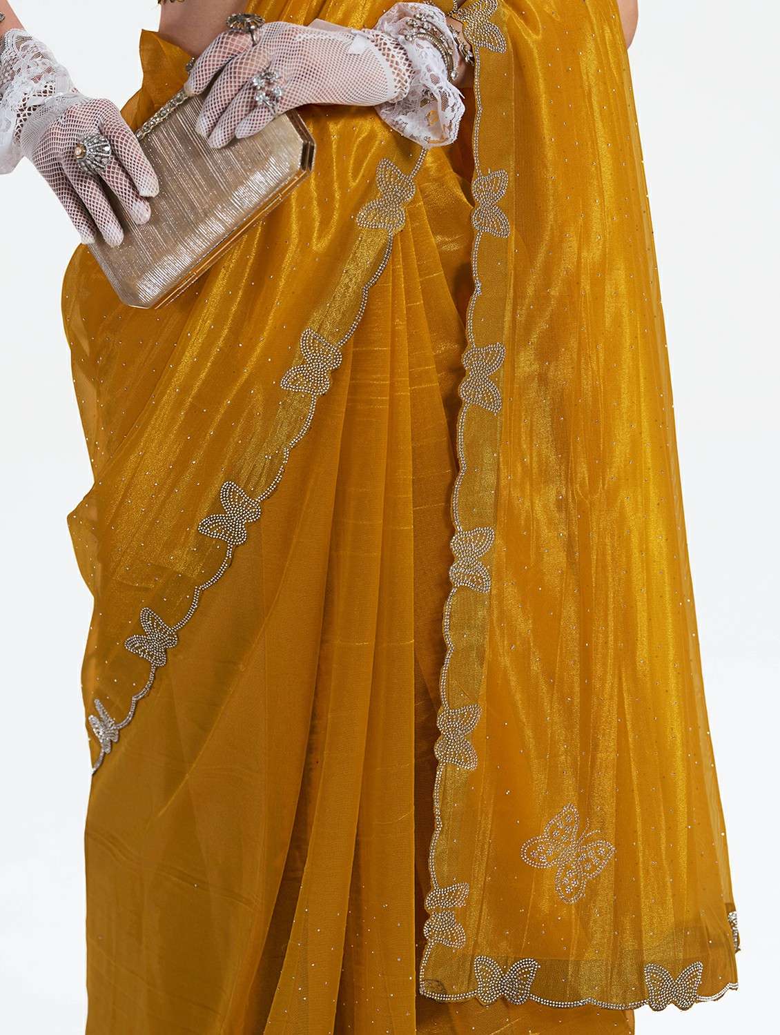 women solid with work embellished saree with blouse - 22540870 -  Standard Image - 5