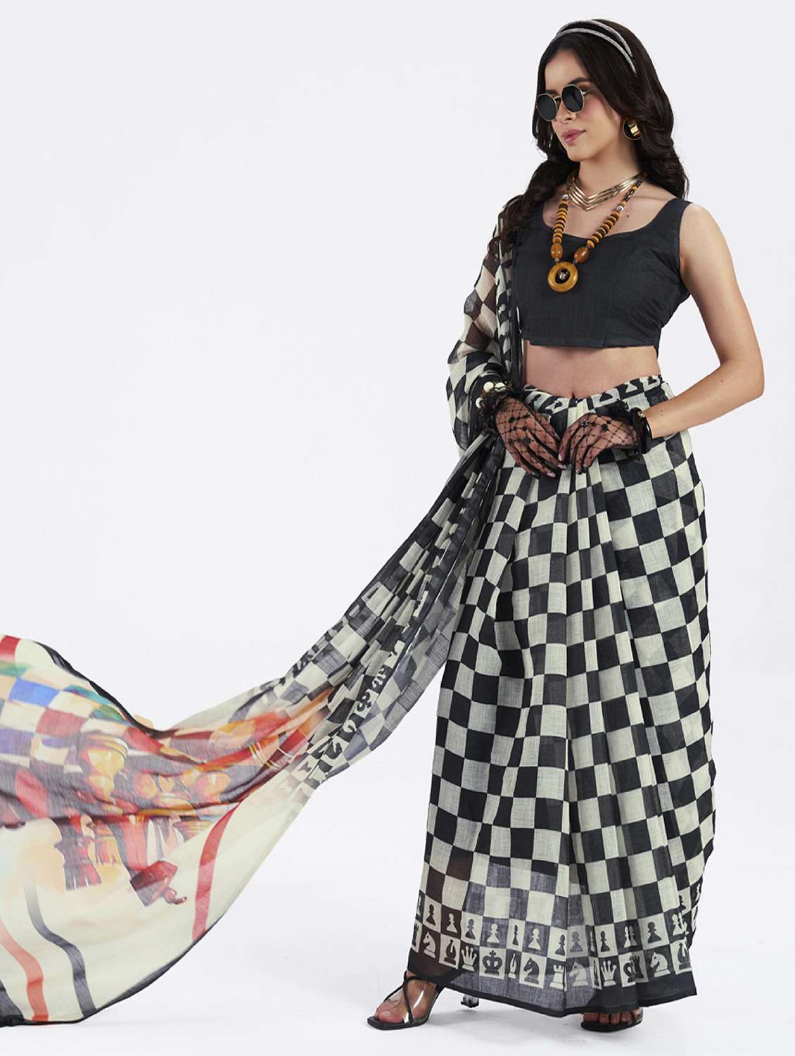 women printed casual wear saree with blouse - 22540922 -  Standard Image - 3