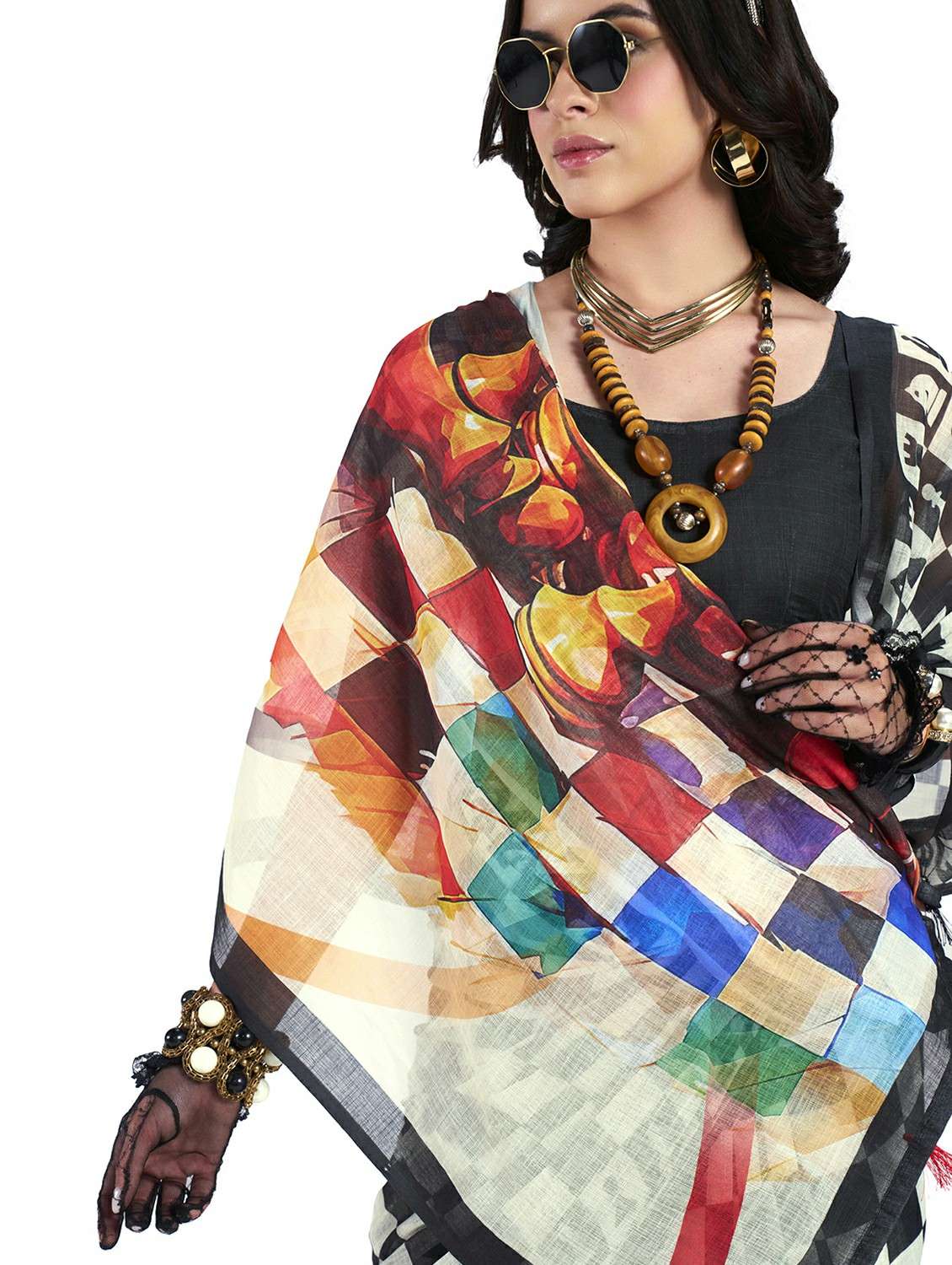 women printed casual wear saree with blouse - 22540922 -  Standard Image - 5