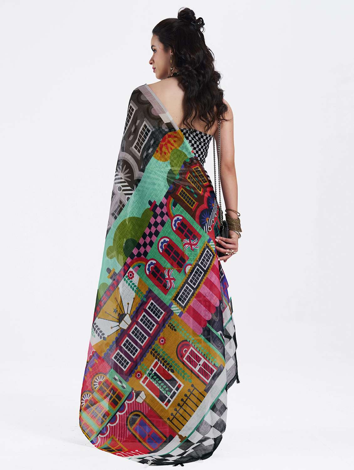 women printed casual wear saree with blouse - 22540924 -  Standard Image - 3