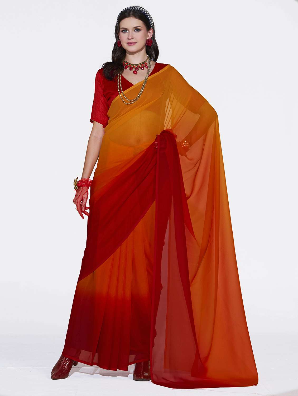 women printed casual wear saree with blouse - 22540927 -  Standard Image - 3