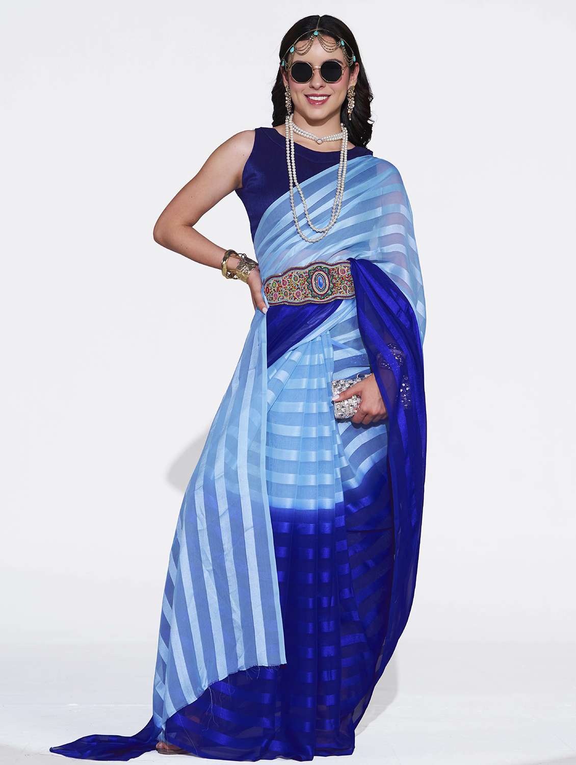 women printed casual wear saree with blouse