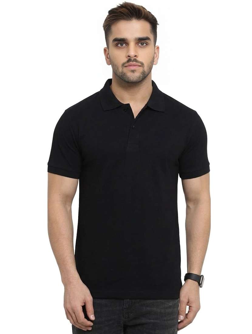 men solid short sleeve slim fit polo t-shirt