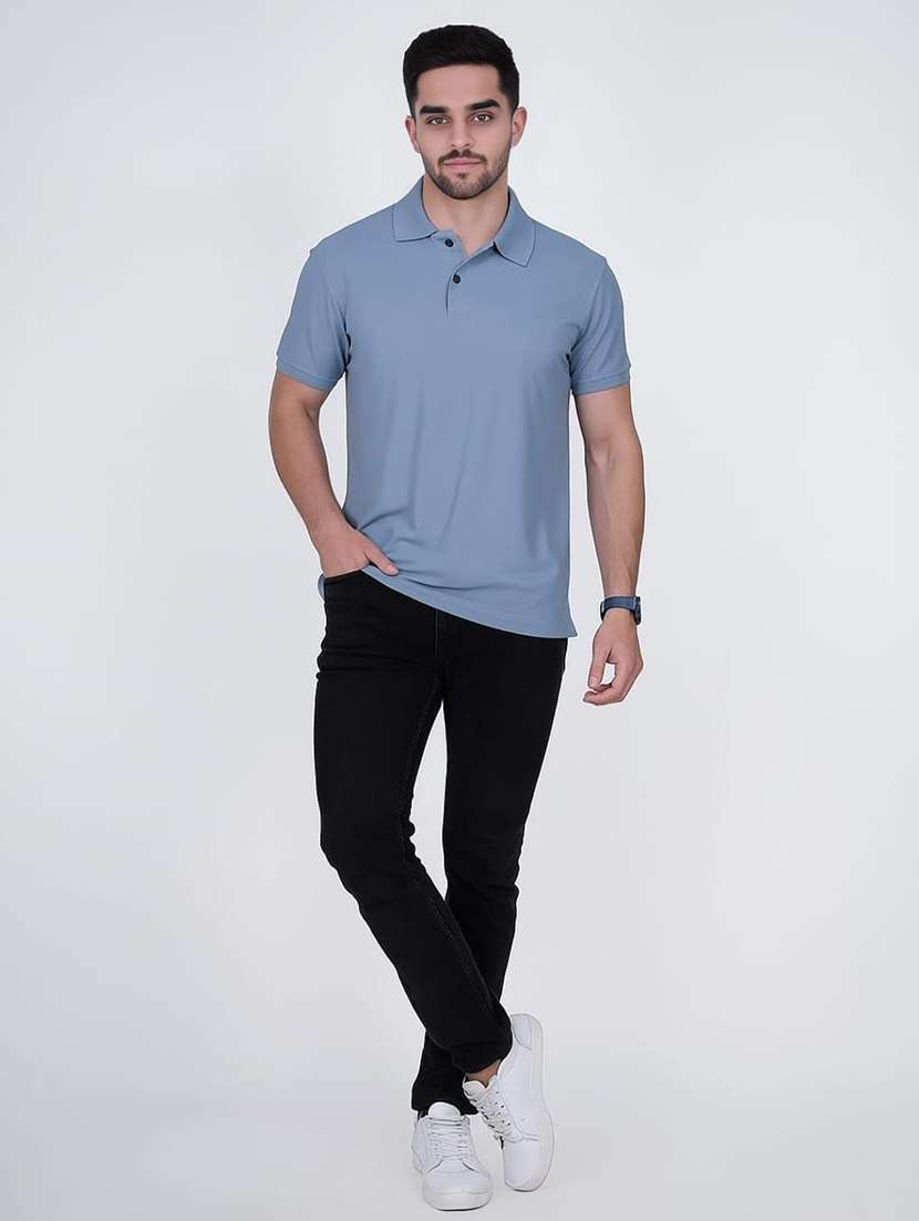 men solid short sleeve slim fit polo t-shirt - 22540950 -  Standard Image - 3