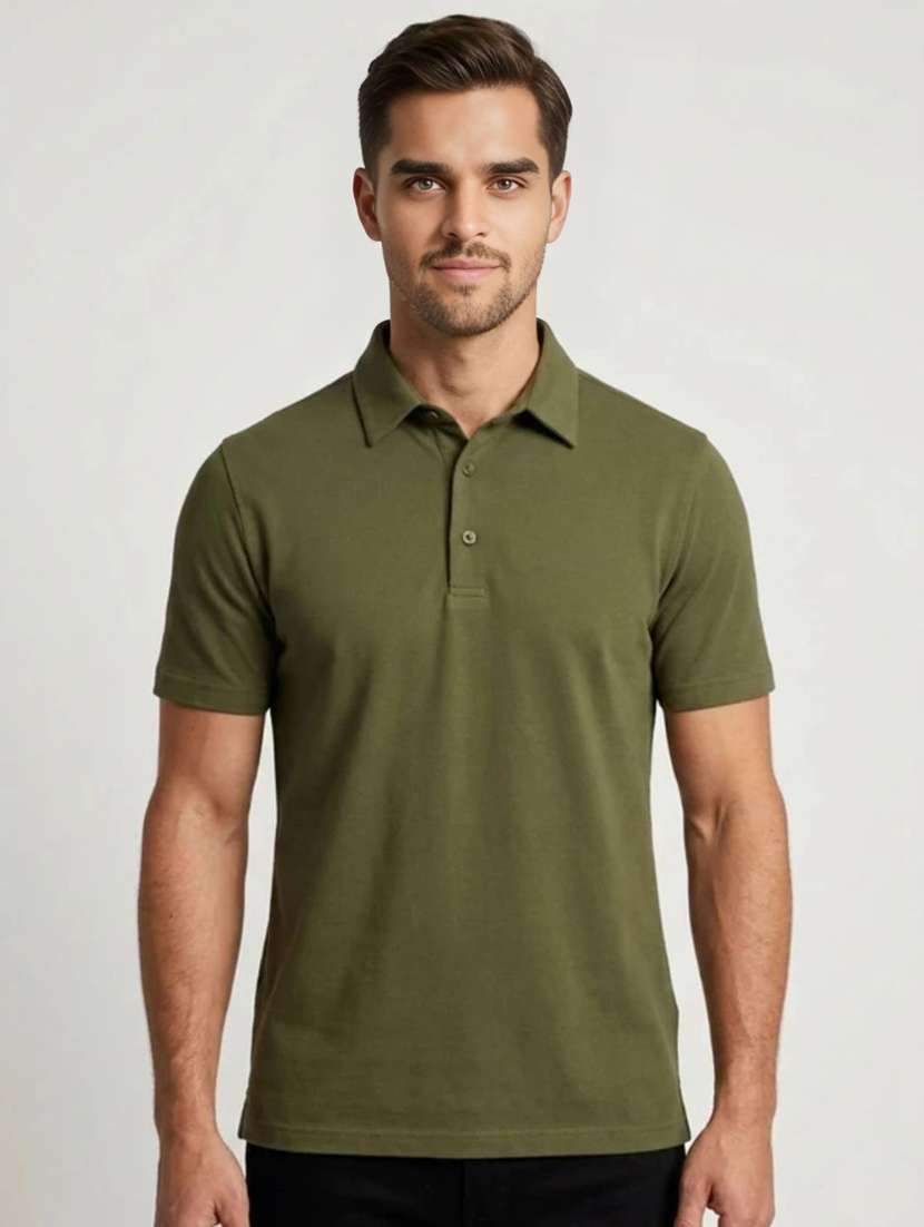 men solid short sleeve slim fit polo t-shirt