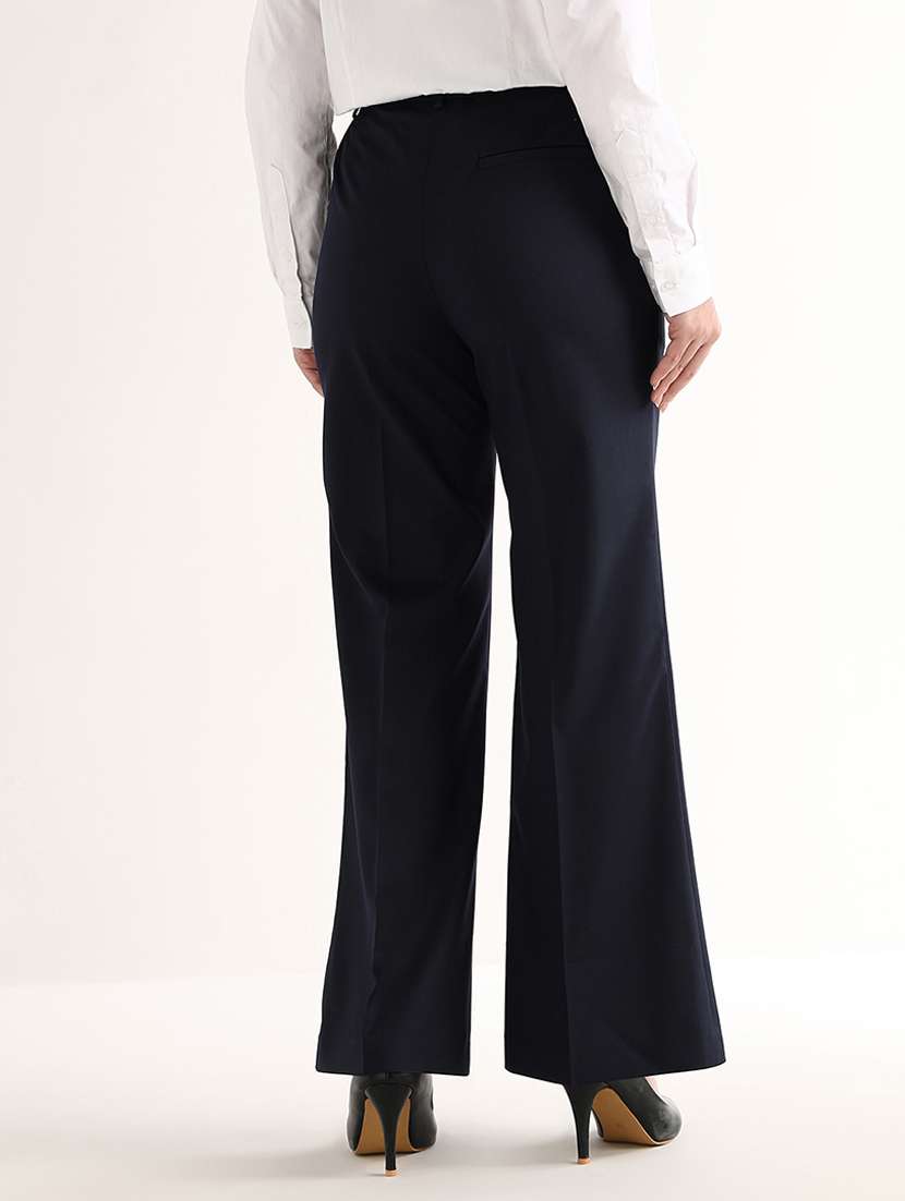 women solid mid rise bootcut trouser - 22540965 -  Standard Image - 3