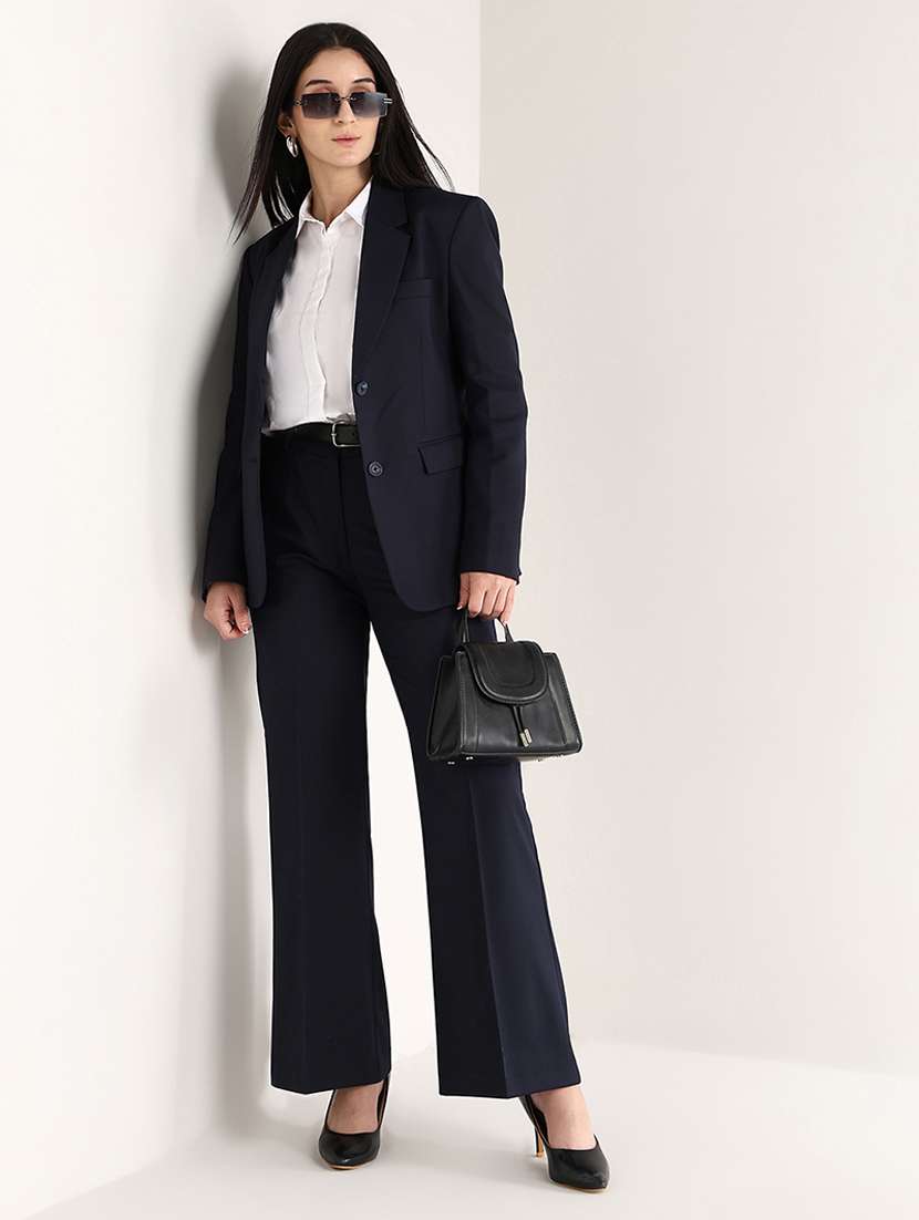 women solid mid rise bootcut trouser - 22540965 -  Standard Image - 5