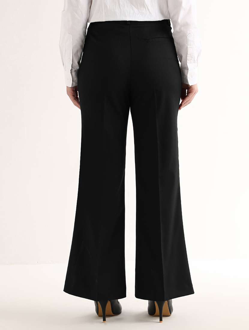 women solid mid rise bootcut trouser - 22540968 -  Standard Image - 3