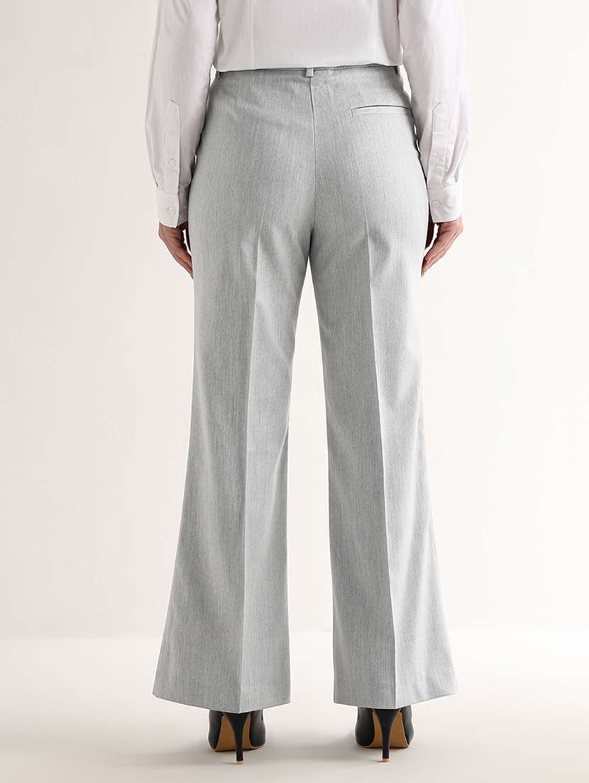 women solid mid rise bootcut trouser - 22540969 -  Standard Image - 3