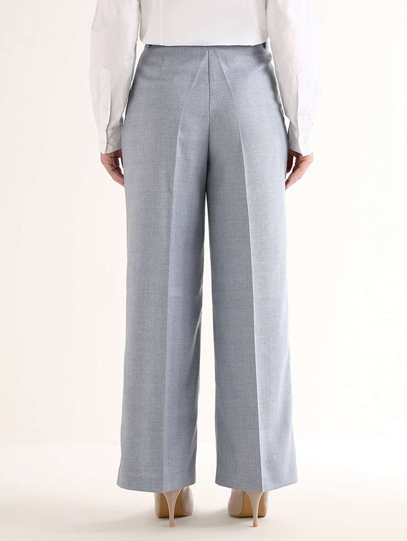 women self design mid rise wide leg trouser - 22540970 -  Standard Image - 3