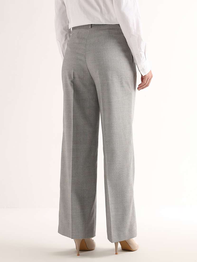 women self design mid rise wide leg trouser - 22540971 -  Standard Image - 3
