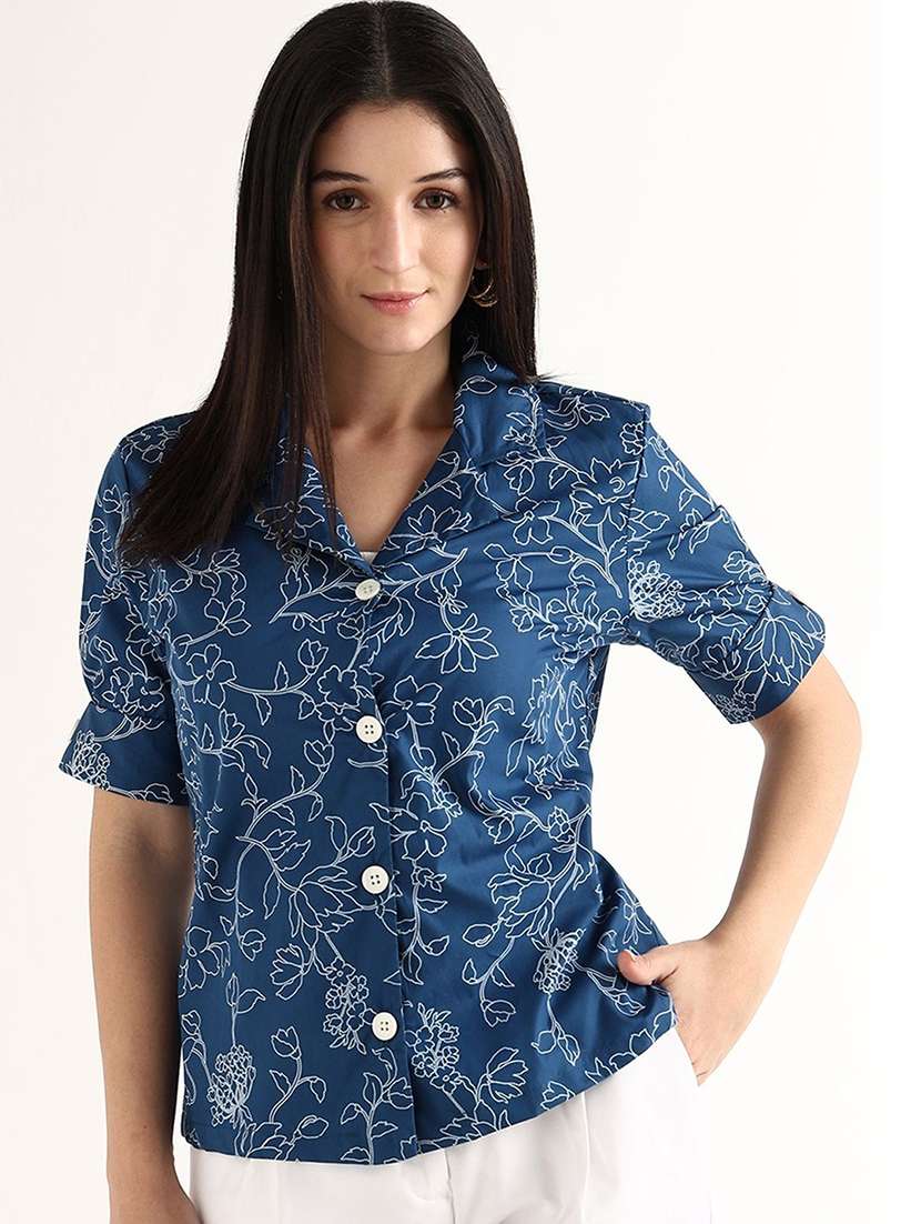 women printed short sleeves regular shirt