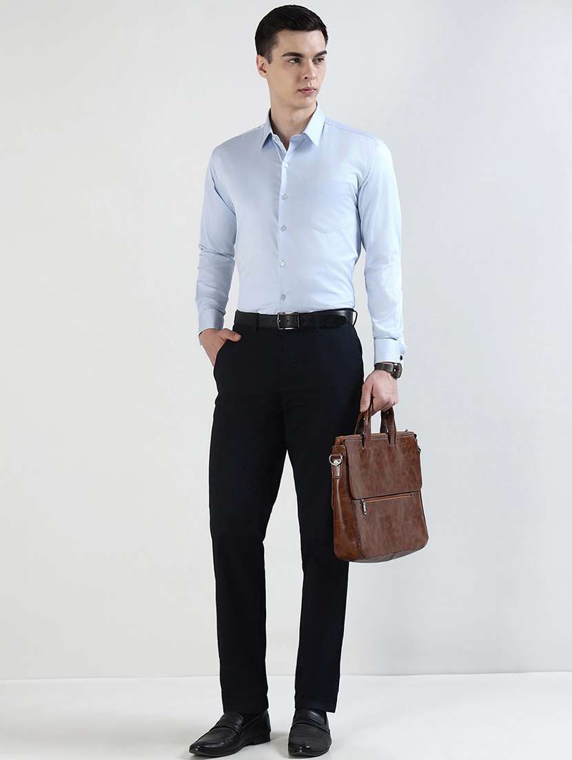 Men Self Design Long Sleeve Slim Fit Formal Shirt - 22540999 -  Standard Image - 5