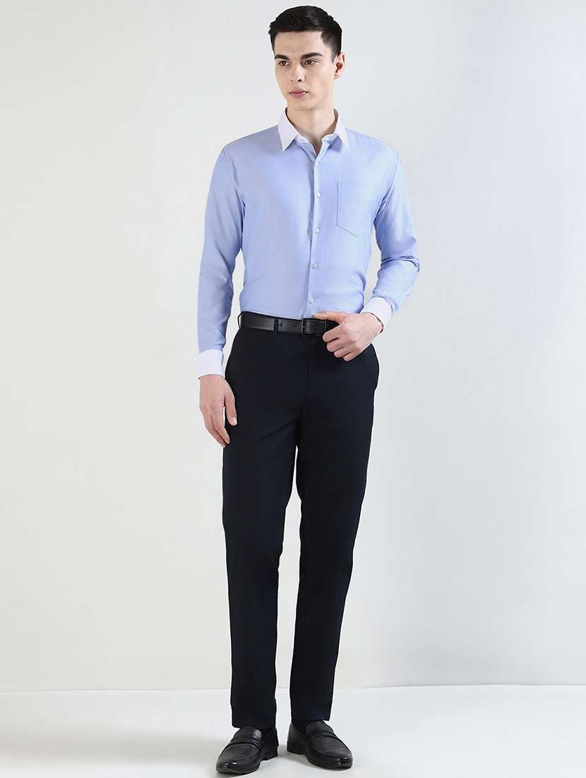 Men Self Design Long Sleeve Slim Fit Formal Shirt - 22541000 -  Standard Image - 5