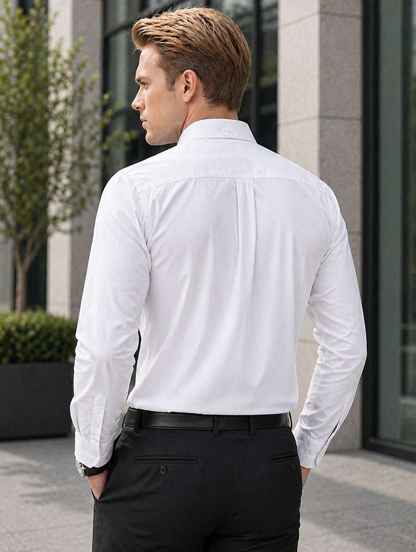 men solid long sleeve slim fit formal shirt - 22541006 -  Standard Image - 3