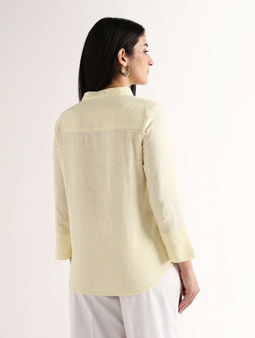 women self design mandarin neck regular top - 22541008 -  Standard Image - 3
