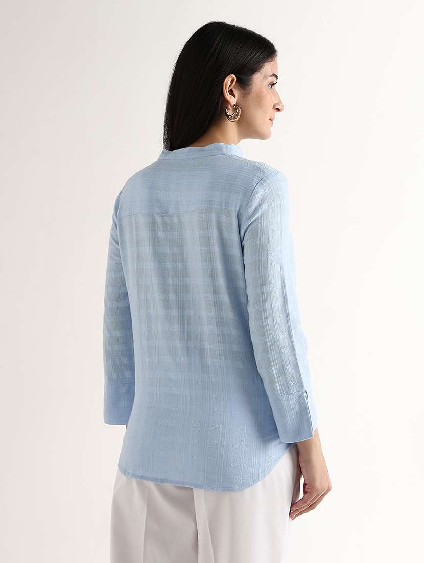 women self design mandarin neck regular top - 22541009 -  Standard Image - 3