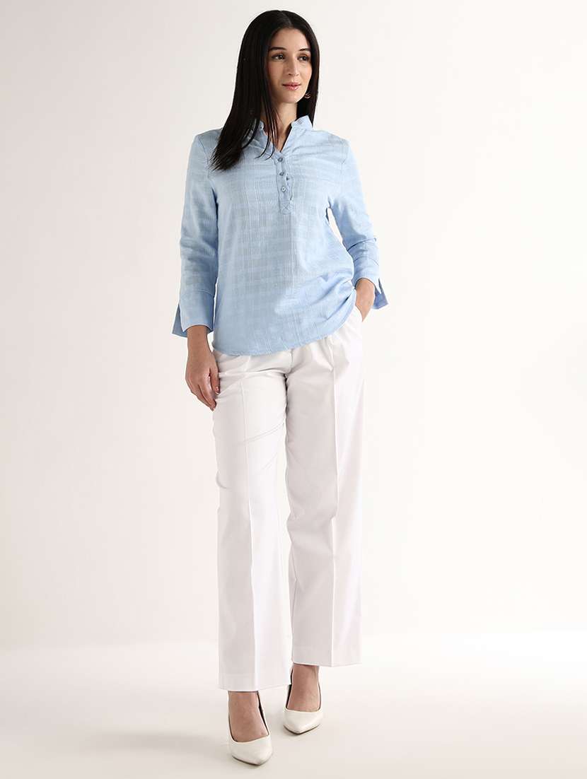 women self design mandarin neck regular top - 22541009 -  Standard Image - 5