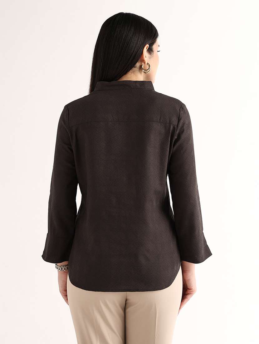 women self design mandarin neck regular top - 22541010 -  Standard Image - 3