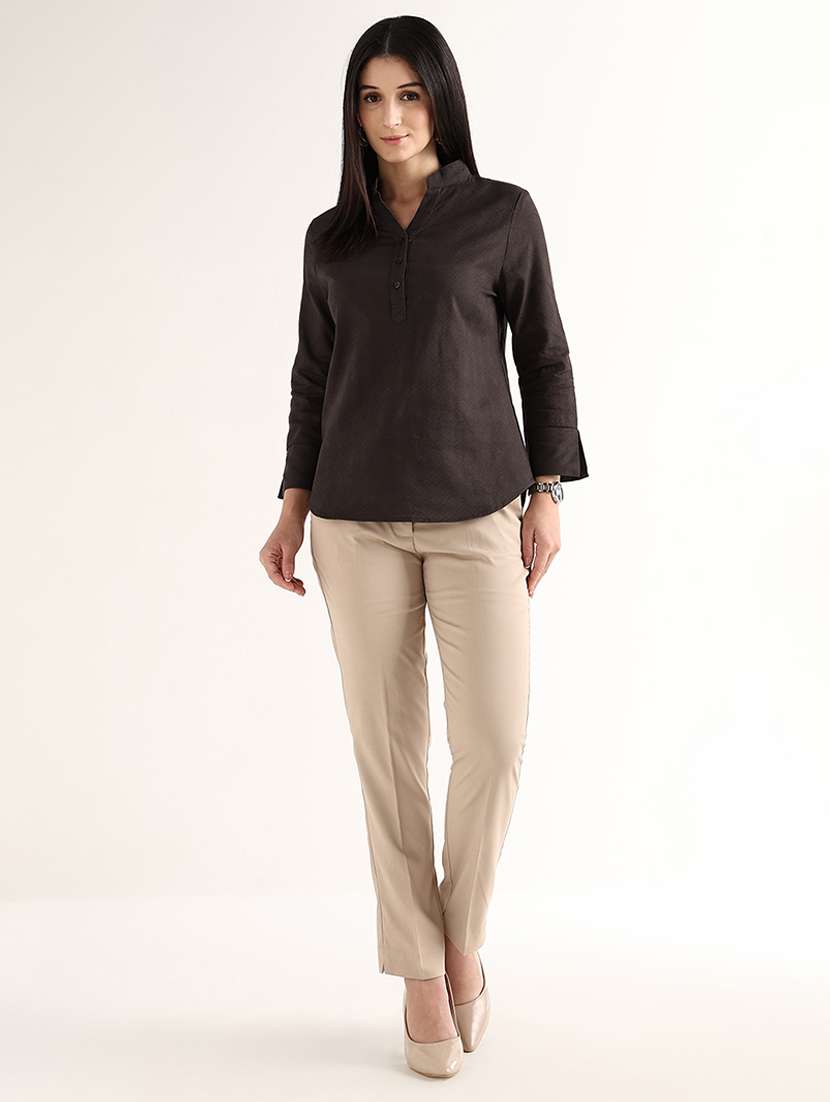 women self design mandarin neck regular top - 22541010 -  Standard Image - 5