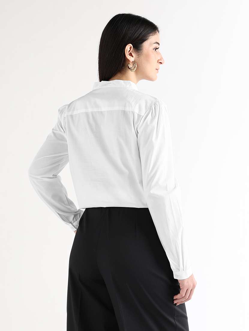 women solid mandarin neck regular top - 22541012 -  Standard Image - 3