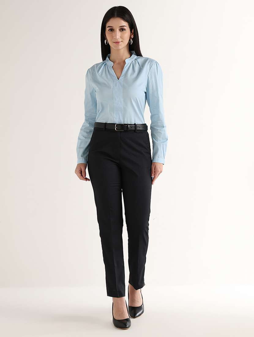 women solid mandarin neck regular top - 22541014 -  Standard Image - 5