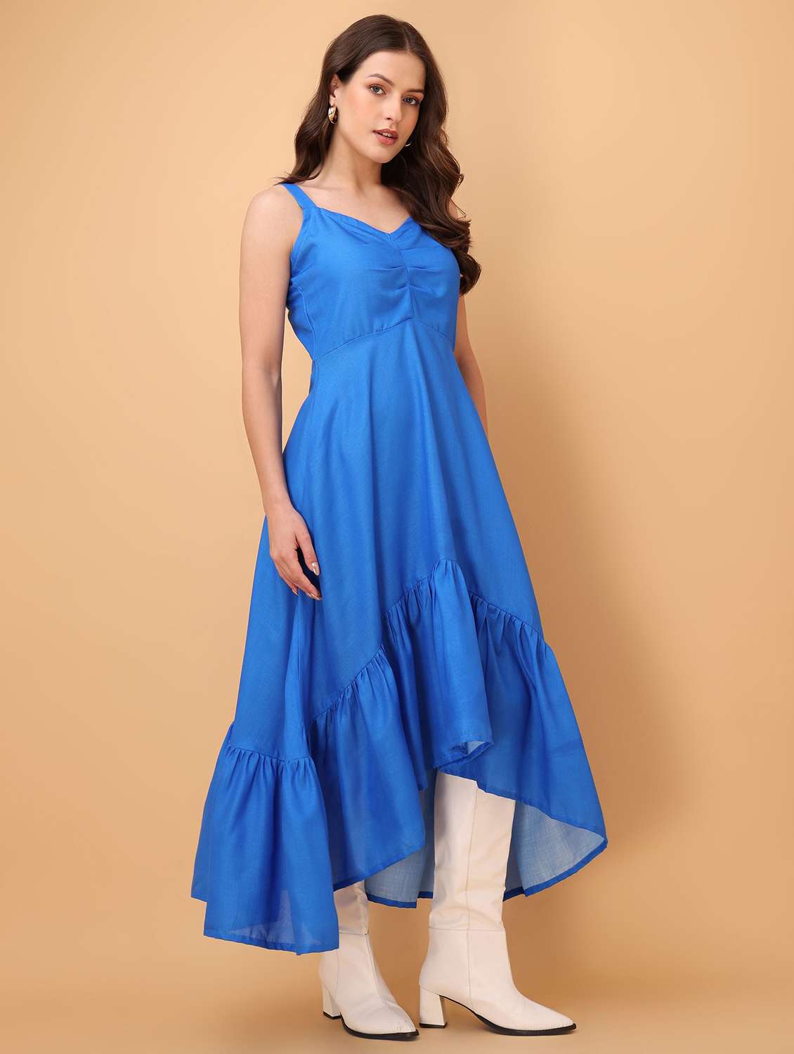 Women Solid Shoulder Strap High Low Dress - 22541030 -  Standard Image - 3