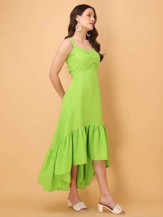 Women Solid Shoulder Strap High Low Dress - 22541032 -  Standard Image - 3