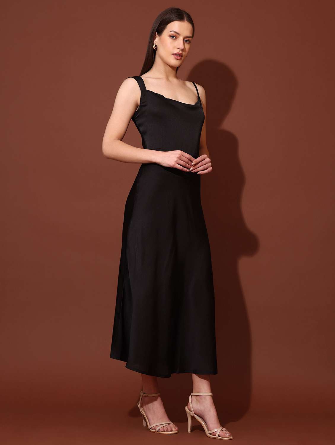 women solid shoulder strap a-line dress - 22541069 -  Standard Image - 3