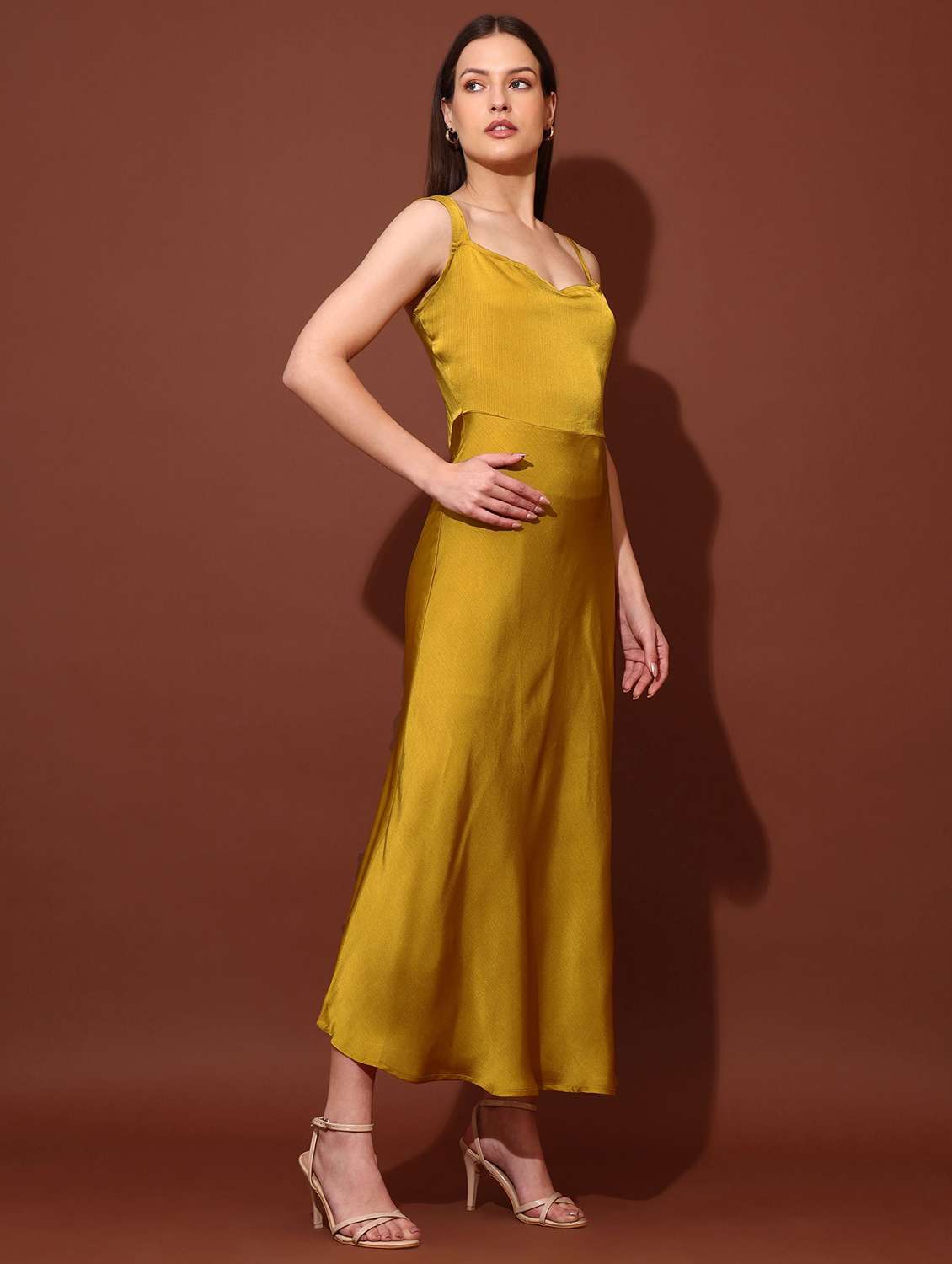 women solid shoulder strap a-line dress - 22541071 -  Standard Image - 3