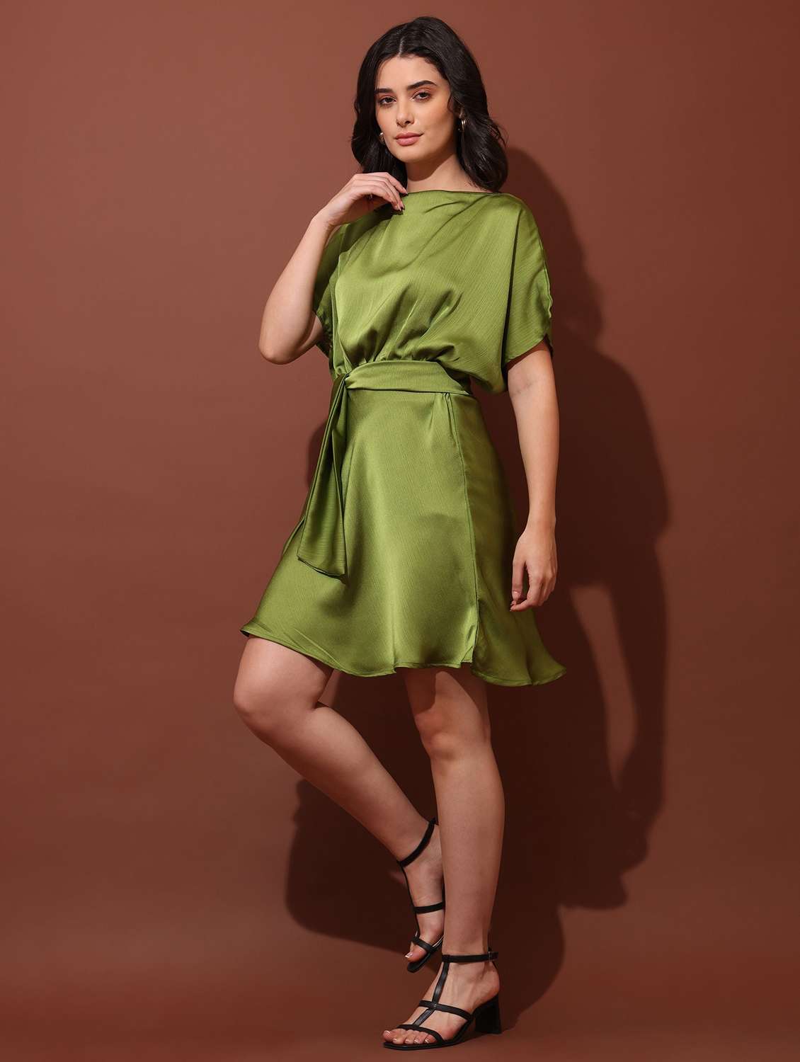 women solid boat neck fit and flare dress - 22541083 -  Standard Image - 3