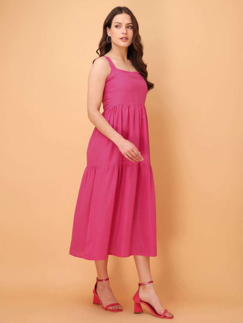 women solid shoulder strap tiered dress - 22541096 -  Standard Image - 3