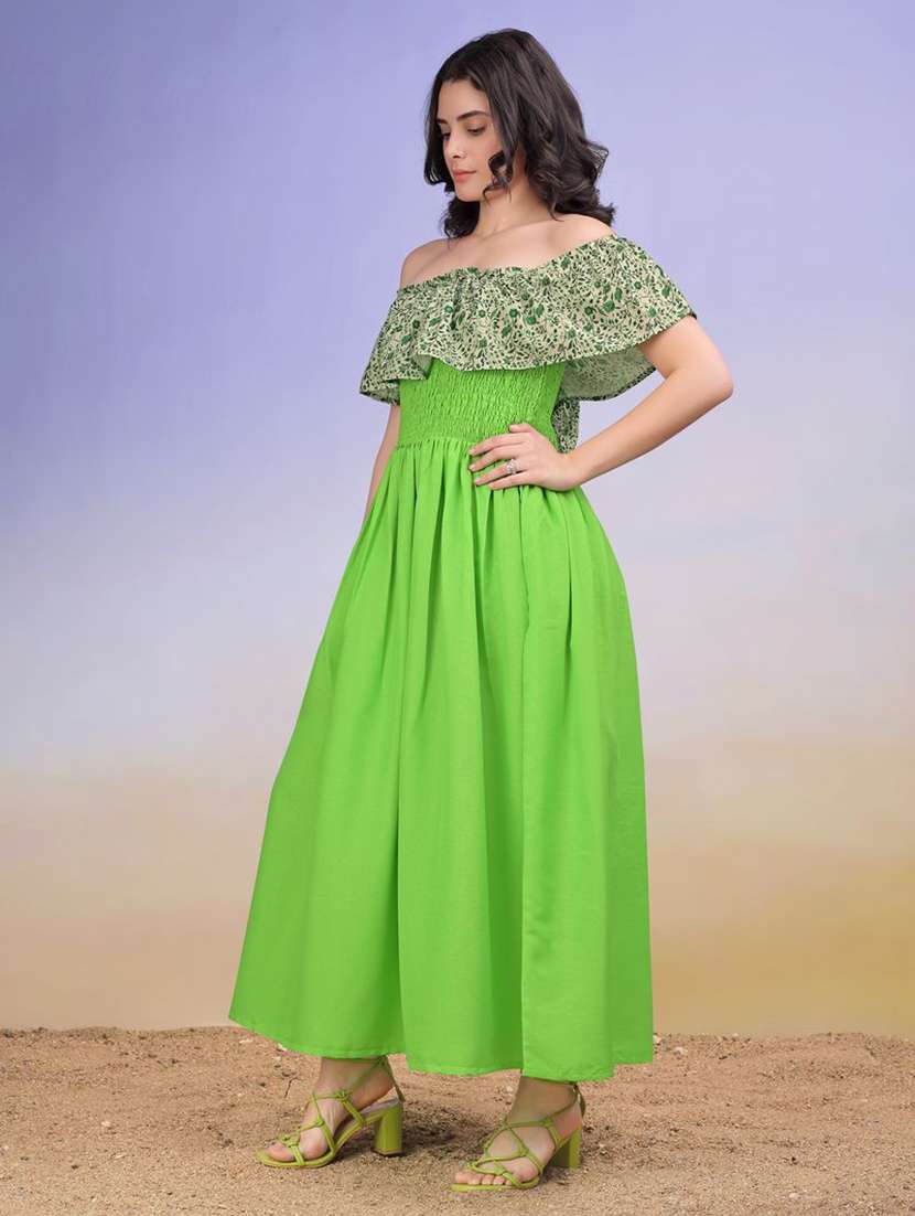 Women Printed Off Shoulder Fit And Flare Dress - 22541143 -  Standard Image - 3