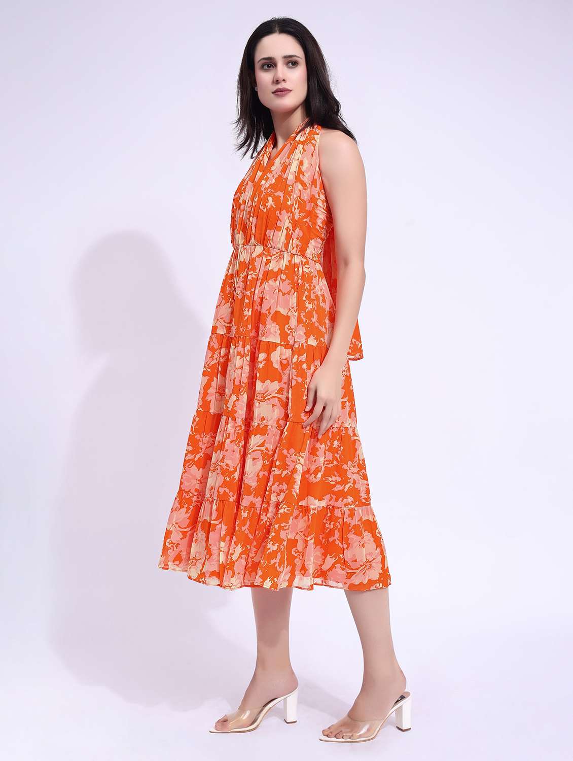 women printed halter neck tiered dress - 22541161 -  Standard Image - 3