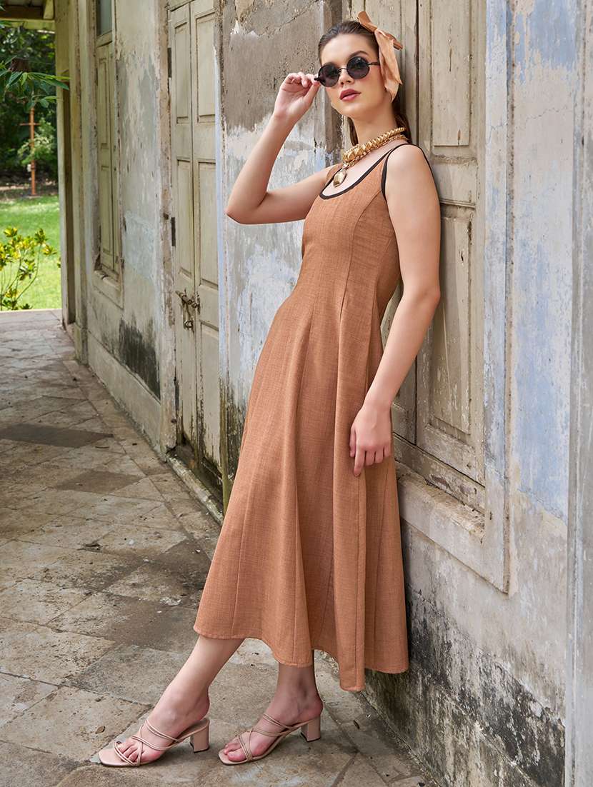 women solid sleeveless fit and flare dress - 22541167 -  Standard Image - 3