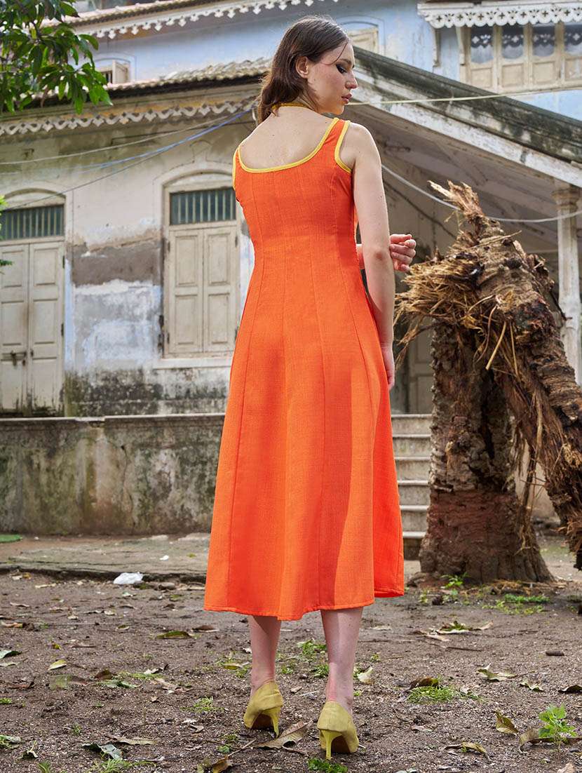 women solid sleeveless fit and flare dress - 22541169 -  Standard Image - 3
