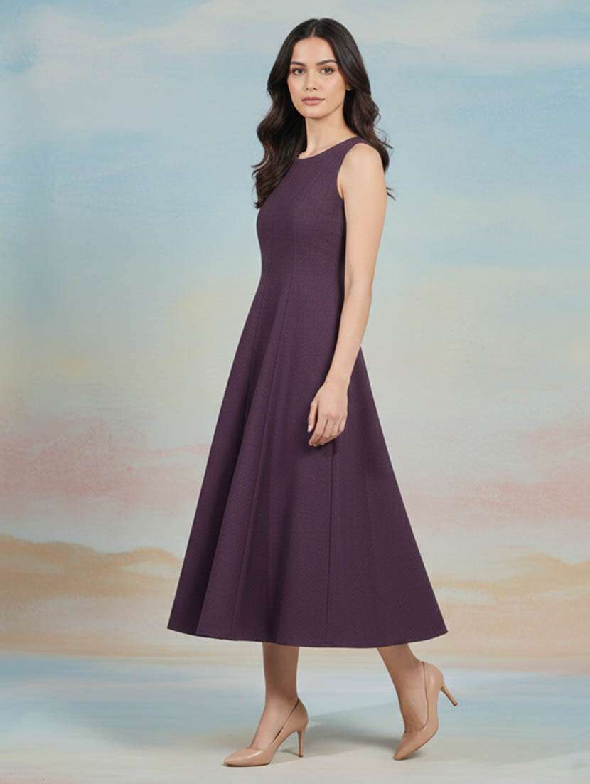 women solid sleeveless fit and flare dress - 22541200 -  Standard Image - 3