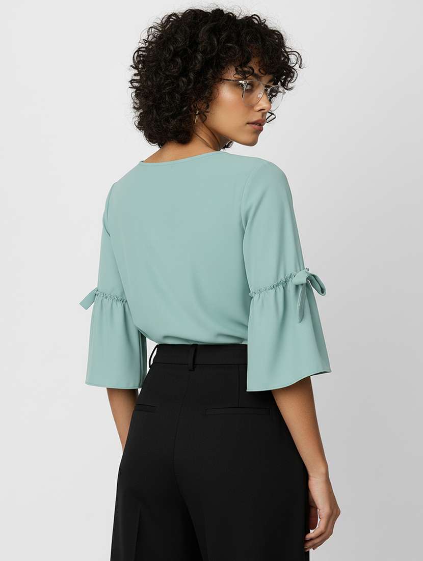 women solid round neck regular top - 22541216 -  Standard Image - 3