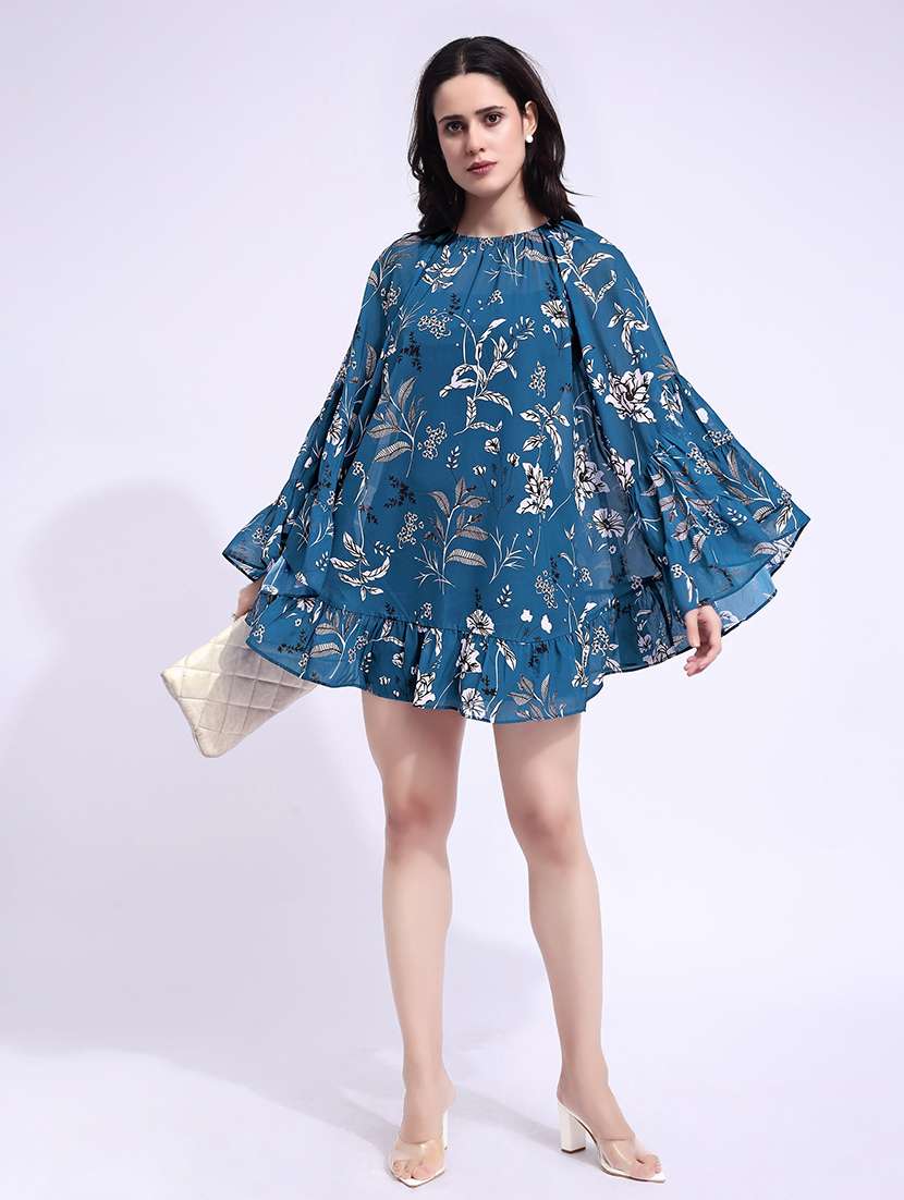women printed round neck tiered dress - 22541308 -  Standard Image - 3