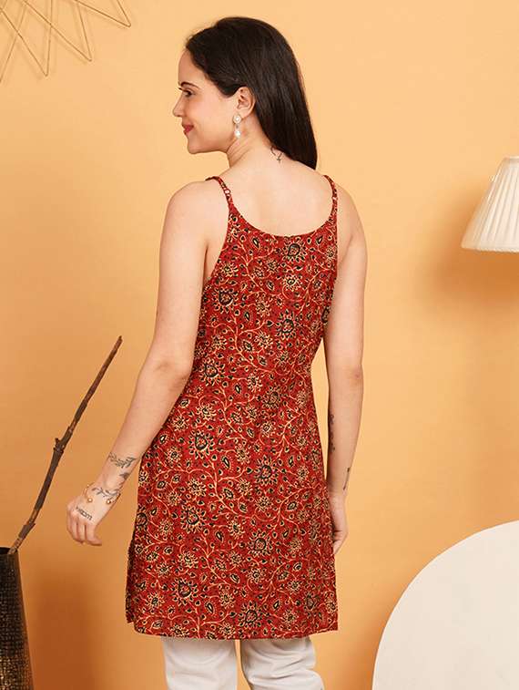 women printed shoulder strap straight kurti - 22541326 -  Standard Image - 3