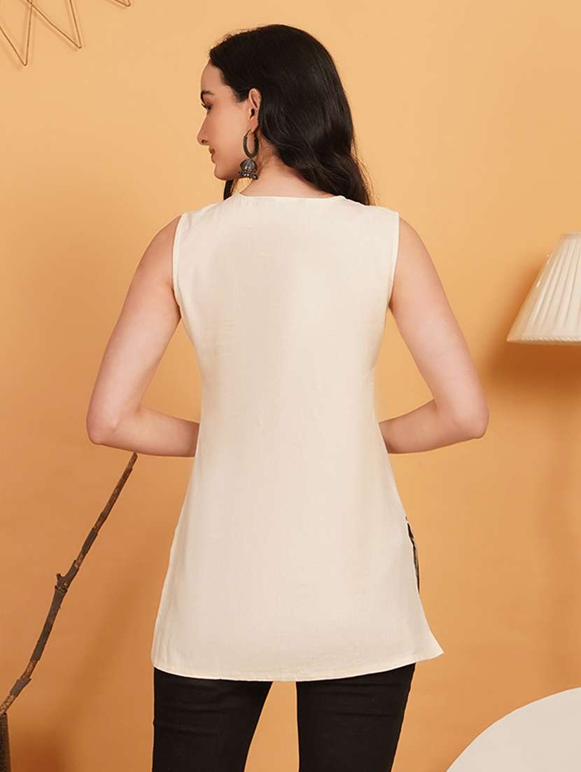 women embroidered notch neck straight kurti - 22541374 -  Standard Image - 3
