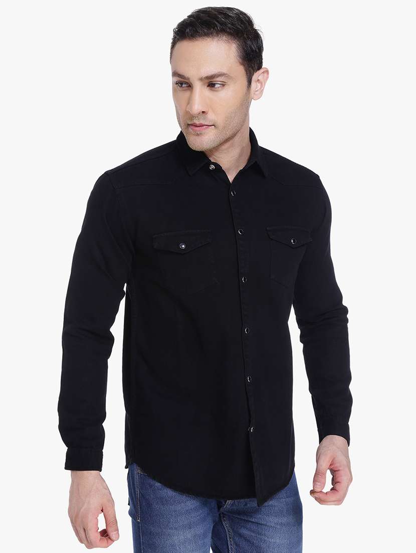men solid long sleeve regular fit casual shirt