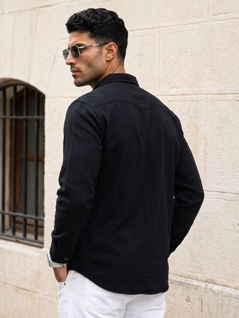 Men Solid Long Sleeve Regular Fit Casual Shirt - 22541377 -  Standard Image - 3