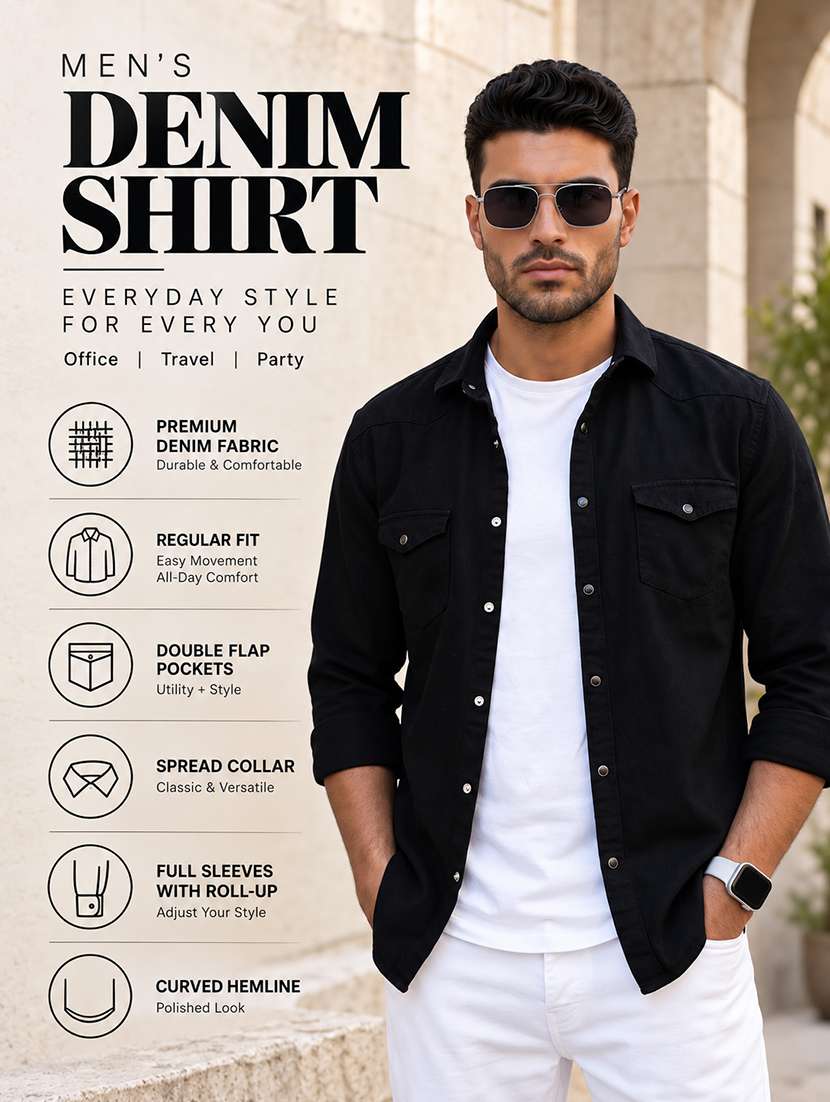 Men Solid Long Sleeve Regular Fit Casual Shirt - 22541377 -  Standard Image - 5