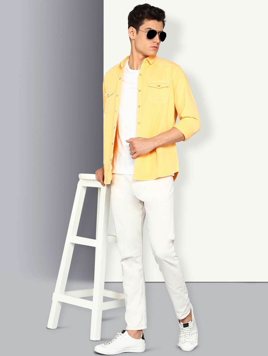 Men Solid Long Sleeve Regular Fit Casual Shirt - 22541382 -  Standard Image - 5