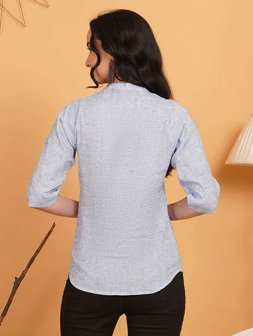 women solid three quarter sleeve ethnic top - 22541393 -  Standard Image - 3