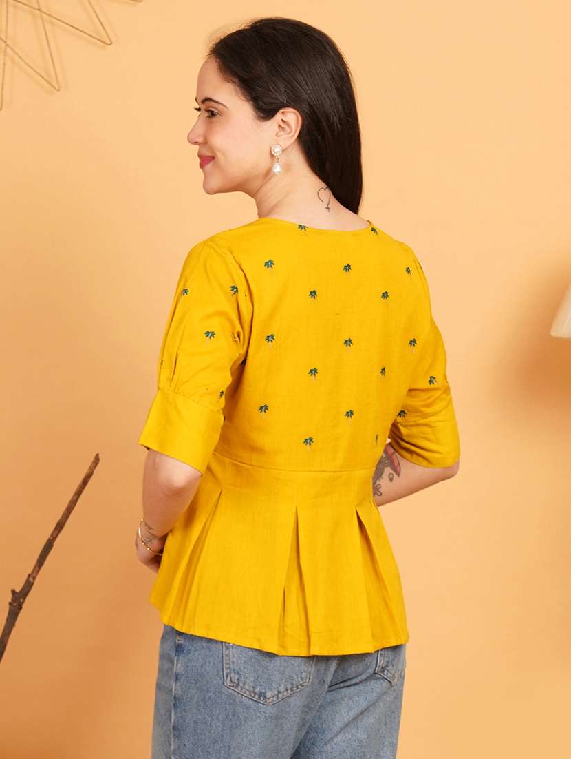 women embroidered puff sleeve a line top - 22541401 -  Standard Image - 3